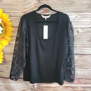 Chloe & Jasmine blouse long sleeve Women's 2X black NWT